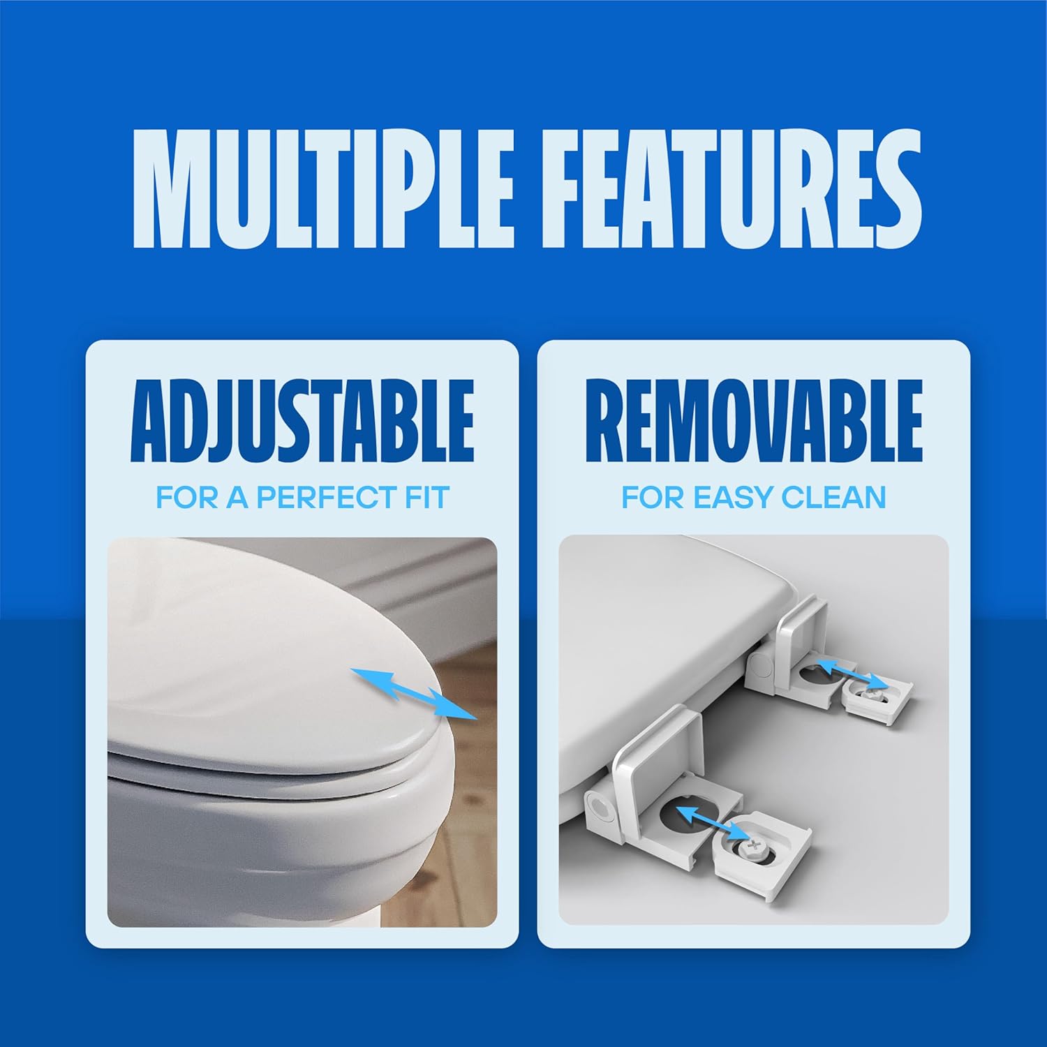 HIGHCRAFT Premium Elongated Toilet Seat with Adjustable Hinges & Quick Removal Mechanism - Molded Wood Toilet Seat - Fits Standard Elongated Toilets - Oval Seat in White